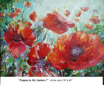 Poppies in My Garden-3, Oil on Canvas